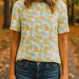 Equipment Riley Silk Pineapple T-shirt, Size S